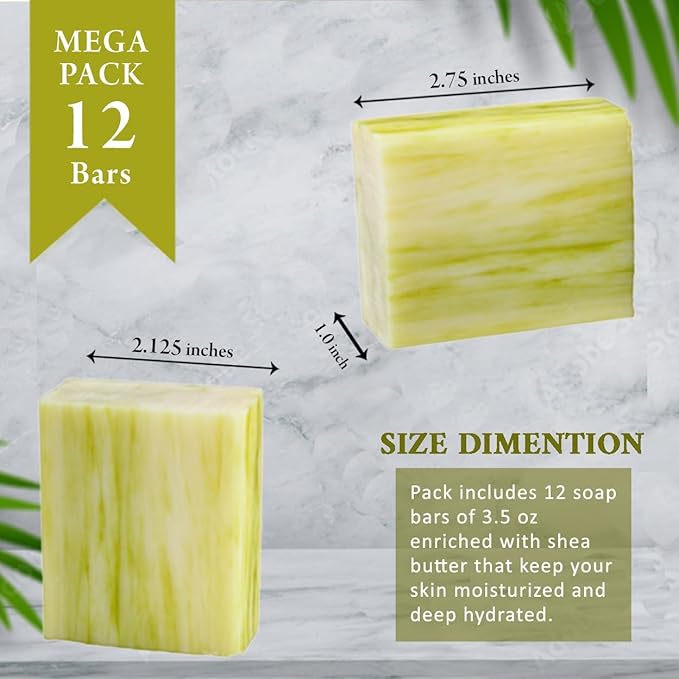 Simple Scents Australia Lemongrass Scented Natural Soap Bars (5 Bars), 3.5oz Moisturizing French Triple Milled Soap Bars Enriched with Shea Butter - Pure Plant Oil Bath & Body
