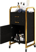 4ever2buy Black and Gold Salon Trolley Cart with Wheels, Salon Cart with Drawers and Cabinet, Rolling Cart for Hair Stylist, Professional Salon Stations Organizer