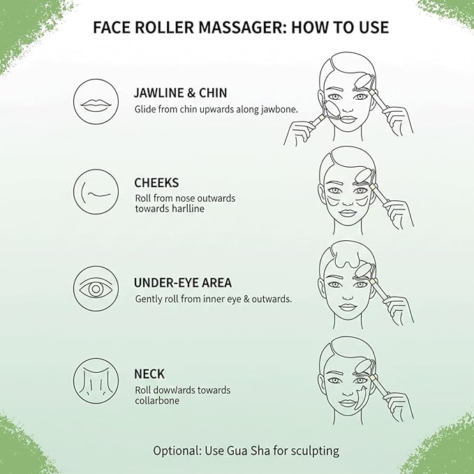 Gua Sha & Jade Roller Facial Tools Face Roller and Gua Sha Set for Puffiness and Redness Reducing Skin Care Routine, Self Care for Men Women (White)