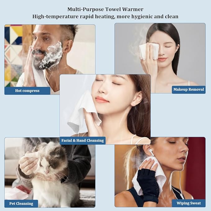 Towel Refills for Hot Face Towel Heater Machine, 60 Pcs Disposable Compressed Face Towels for Smart Towel Warmer, 3 Buckets, 20 Pcs Per Bucket