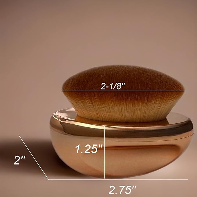 Foundation Brush Palm Makeup SOFT Kabuki Dome Shaped Face Body Shimmer Oil SPF Blush Bronzer Highlighter Blending Self-Tanner Buffing Liquid Powder Cream Streak-Free Cosmetic Application -Rose Gold