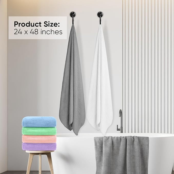 HOMEXCEL 6 Pack Bath Towel Set, (24 x 48 Inches) Microfiber Ultra Soft Highly Absorbent Bath Towels, Lightweight and Quick Drying Towels for Hotel, Bathroom, Spa and Beauty Parlor, Multicolor