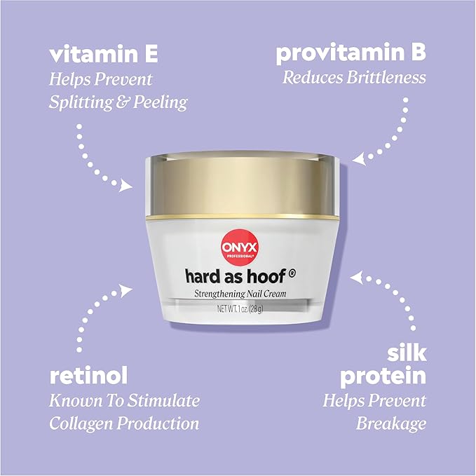 Onyx Professional Hard as Hoof Nail Strengthening Cream, Island Coconut Scent - Nail Growth and Conditioning Cuticle Cream Stops Splits, Chips, Cracks & Strengthens Nails, 1 oz