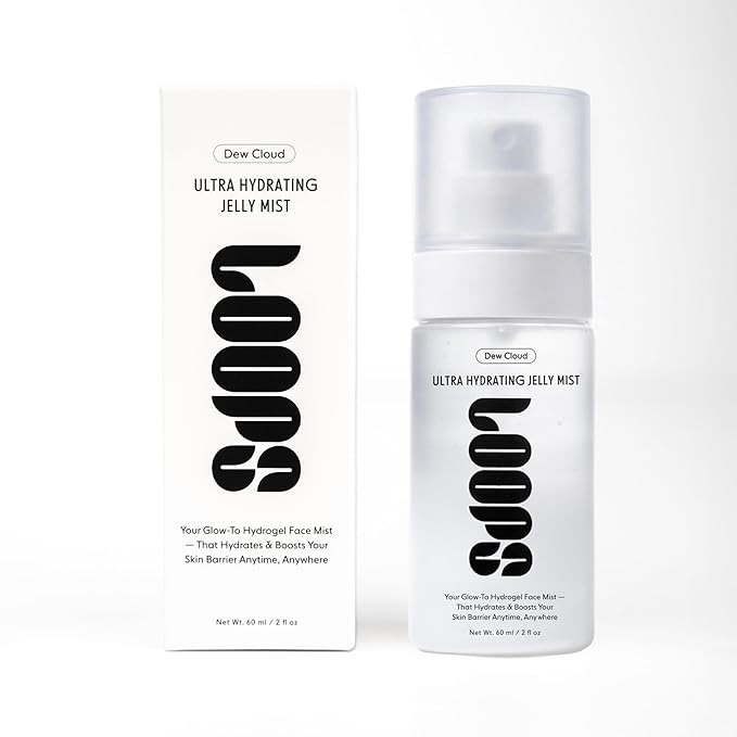 LOOPS Beauty Dew Cloud Ultra Hydrating Korean Jelly Mist – Barrier-Repairing Facial Spray with Polyglutamic Acid, Snow Mushroom & Ceramides – Plumping & Moisturizing Micro-Gel Mist – 1.7 fl oz