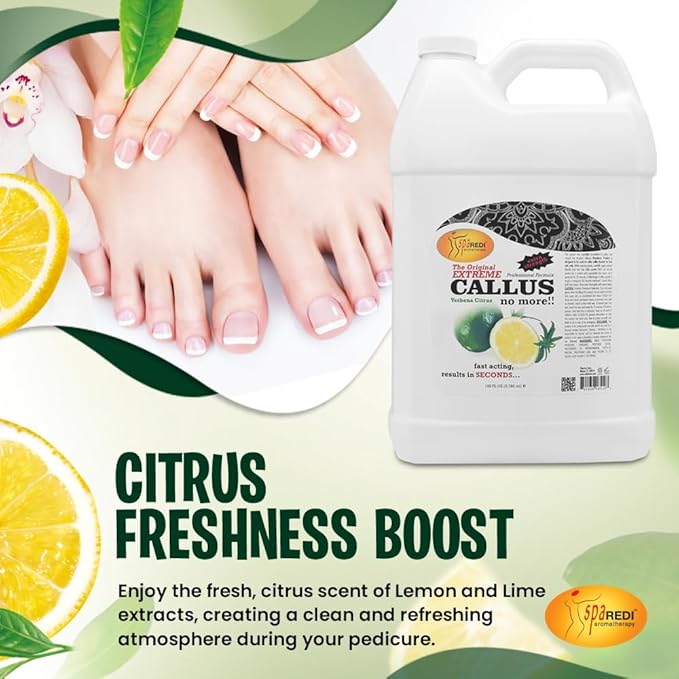SPA REDI Professional Callus Remover, High-Performance Pedicure Treatment for Salons & Spas – Professional Strength, Unlimited Supply for Superior Callus Removal, Lemon & Lime, 128 Oz