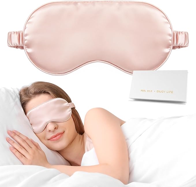 Silk Sleep Mask,Eye Mask for Sleep Women Men,Mulberry Sleeping Mask with Adjustable Strap,Blindfold Blackout Eye Mask for Travel and Full Night's Sleep,Nap