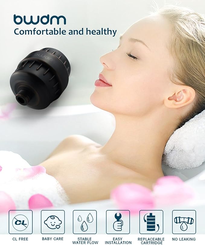 Shower Filter,Hard Water filter Shower Head Filter 15 Stage Cartridge Remove Chlorine Heavy Metals and Other Sediments,Vitamin C Water Softener Reduces Dry Itchy Skin,Dandruff BWDM(Oil-Rubbed Bronze)