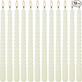 WPONSZU 10 Inch Ivory Spiral Taper Candle Set of 12 Pack Unscented Dripless Candlesticks for Valentine's Day,Dinner,Party,Brithday,Wedding,Christmas,and Home Decoration