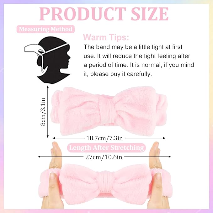 WHAVEL 6PCS Spa Headband and Wristbands Set, Face Wash Headband Wrist Bands for Washing Face Skincare Makeup Hair Band Skin Care Accessories Tools