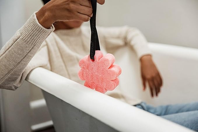 Spongellé Bulgarian Rose Wild Flower Bath Sponge | Built-In Body Wash & Body Scrubber, Shower Loofah Sponge for Women | 14+ uses
