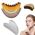 2 PCS Set Lymphatic Contour Face Brush,Stainless Steel Guasha Tool,Lymphatic Drainage Massager for Face,Ergonomically Designed to Fit The Skin Precisely and Relieve Fatigue,Skincare Gift for Women