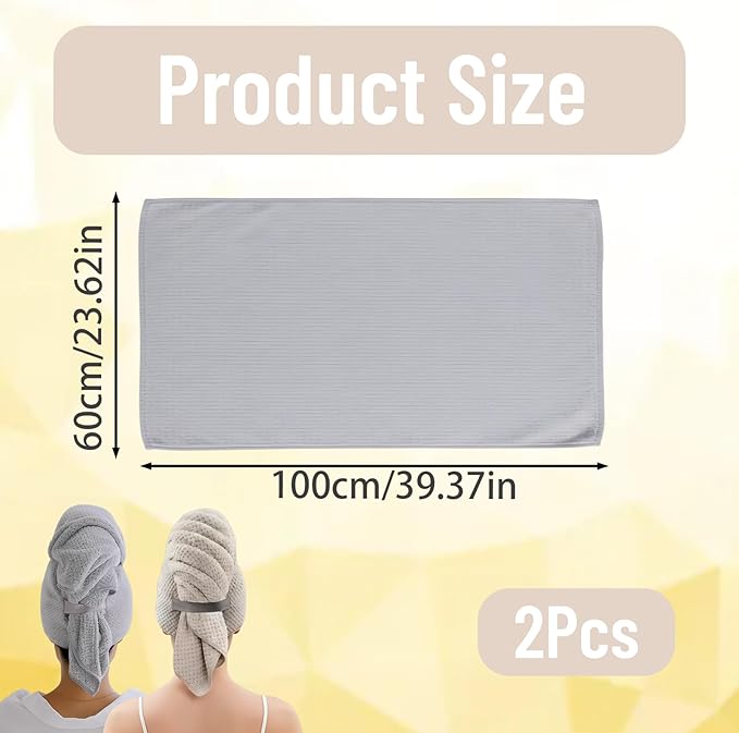 2PCS Plopping Towel Curly Hair, Large Microfiber Hair Towels for Women, Super Absorbent Hair Plopping Wrap for Curls, Quick Dry Hair Towel for Long & Damaged Hair, Salon & Travel Use.