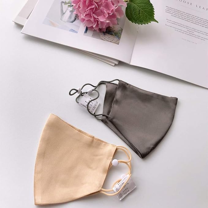 ROSEWARD 100% Mulberry Silk Face Mask for Women Men Reusable Adjustable with Filter Pocket