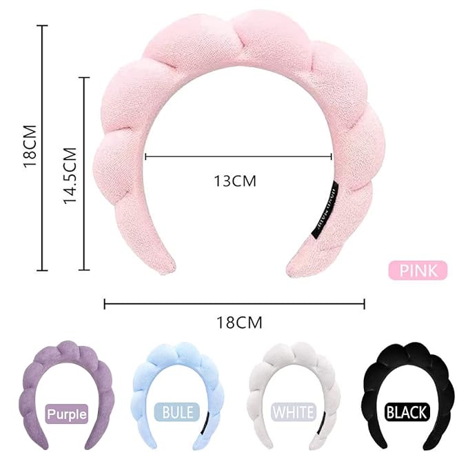 Headband for Spa, Makeup Removal, Shower, and Skincare - Sponge Makeup Headband (Blue)