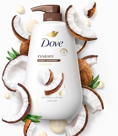 Dove Body Wash with Pump Restore Coconut & Cocoa Butter for 24hr Lotion-Soft Skin Moisturizing Skin Cleanser with No Sulfates No Parabens 30.6 Oz (Pack of 3) - Image 4