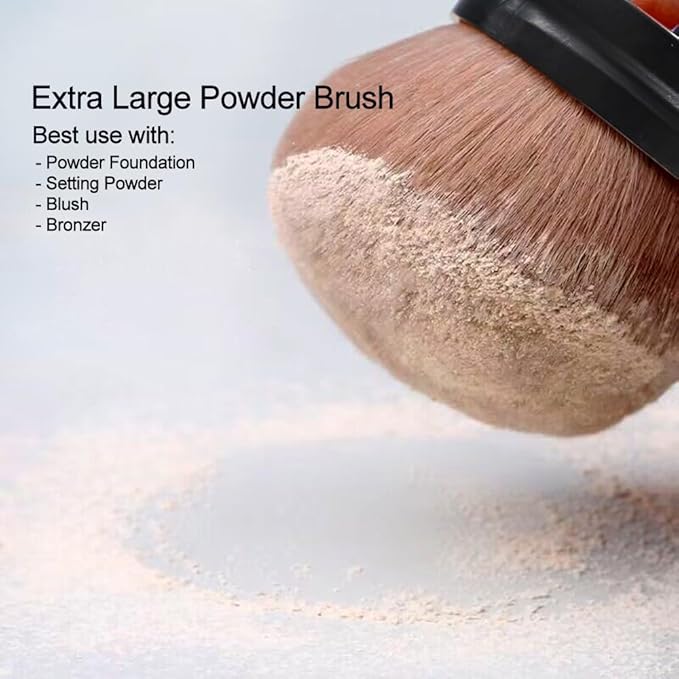 Big Self Tanning Blend Brush, Extra Large Kabuki, Self Tanner, Fundation, Powder, Sunless Tanning, Blusher, Shadow, Bronzer, Face and Body Brush (Black)
