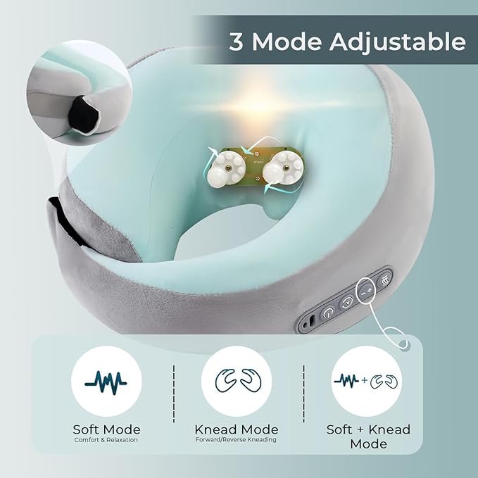 Neck Massager with Heat - Deep Tissue Neck Pain Relief U-Shape Design Electric Massager Pillow for Travel Office Home Shiatsu Neck Massager Gifts for Men Women Dad Mom, Pink