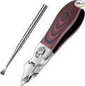Professional Stainless Steel Cuticle Nippers for Manicurists, Safe Lock Cuticle Trimmer with G10 Non-Slip Handle and Splash Guard for Salon and Travel (Oval Red D)