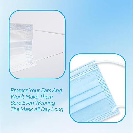 Jointown Disposable Face Mask - 3 Ply Protection Face Masks, 100 Pack Blue