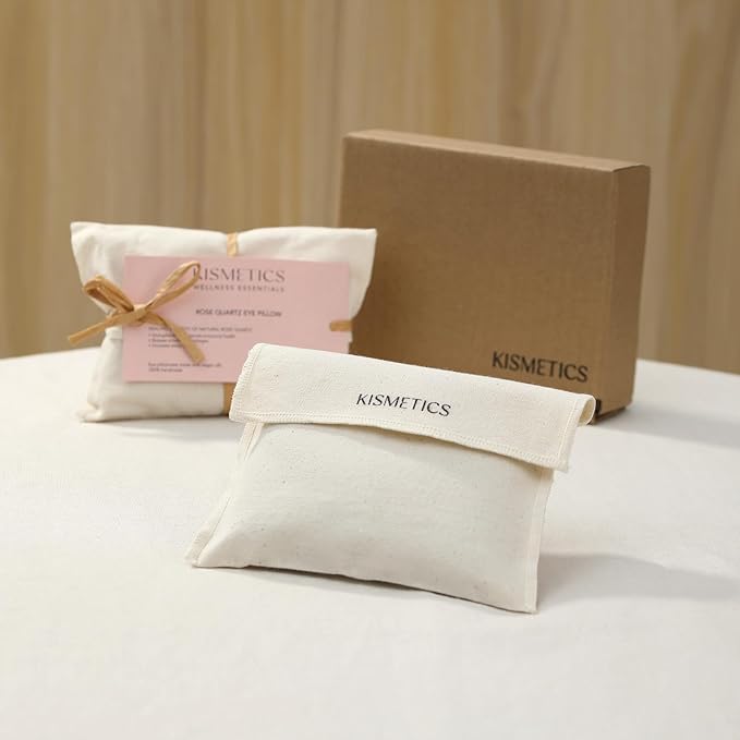 Weighted Eye Pillow for Relaxation, Sleeping, Yoga, SPA and Travelling, 100% Natural Rose Quartz,Cooling Eye Pillow, Reusable and Good Relaxation Gift for Women