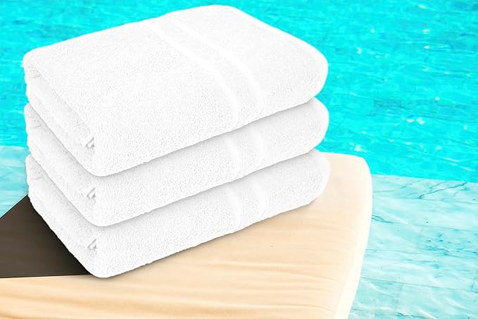 Basic Medium Bath Towels 24x48 Inches – Pack of 6 – White Color – Soft and Absorbent Multipurpose Cotton Towels for Bathroom, Spa, Gym, Salon, Hotel, Clinics and Everyday Use