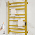 ENZE Smart Heated Towel Rack, 9-Bar Wall-Mounted Electric Towel Warmer 230W, Wi-Fi App Control & LED Touch Screen, Adjustable Temperature & 24H Timer, IPX5, Plug-in/Hardwired, Gold, Low Carbon Steel