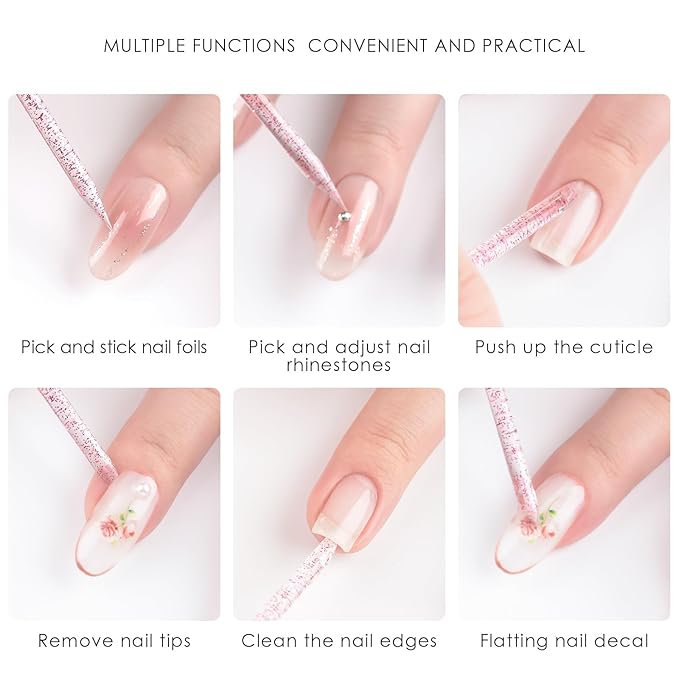 100Pcs Disposable Nail Sticks Double-End Nail Cuticle Pusher Remover Nail Care Stick Cleaning Stick for Fingernail Manicure Pedicure Tool (Gold)
