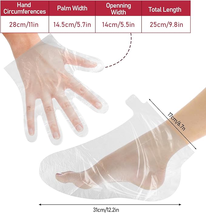200 Pcs Paraffin Wax Liners for Feet and Hand, Disposable Paraffin Bath Liners Plastic Hand and Foot Bags for Hand & Feet Thermal Hot Wax Therapy SPA Paraffin Wax Machine,Larger and Thicker