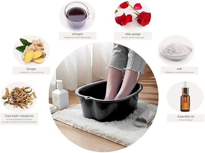 AXLOFO® Foot Soaking Bath Basin, Large Plastic Foot Soaking Tub, Feet Massage Feet Bath Bucket, Great for Getting the Dead/Old Skin Off Your Foots (blackbasin)
