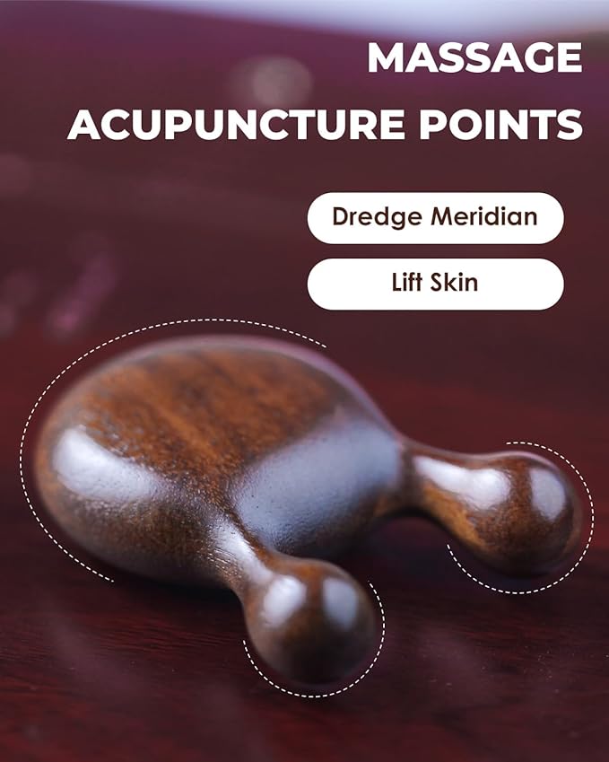 Gua Sha Massager for Face, Natural Sandalwood Wooden Guasha Scraping Massage Tool for Face, Eye Neck Body Muscle Relaxing Prevents Wrinkles