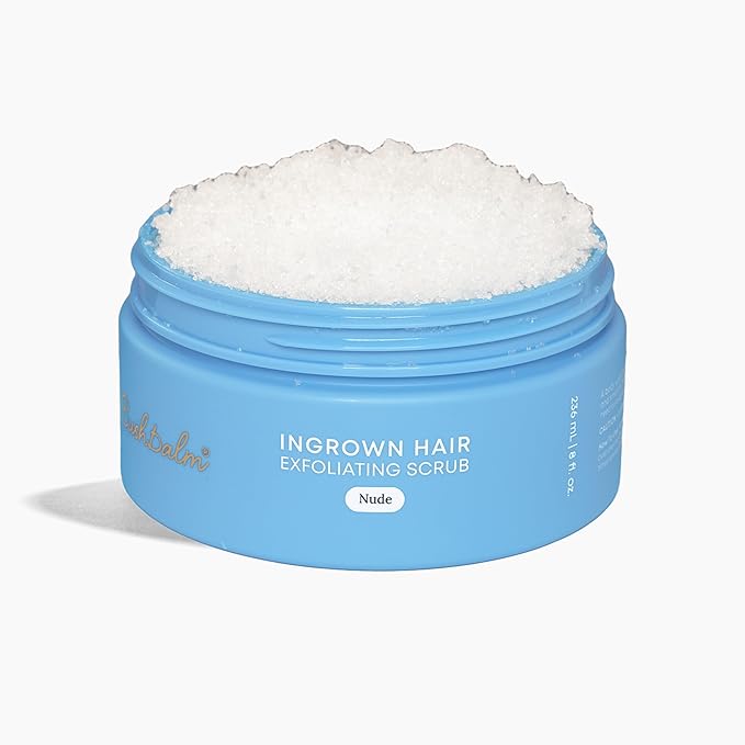 Bushbalm Ingrown Hair Exfoliating Scrub - Reduces Appearance of Ingrown Hairs and Razor Bumps, Soothes Skin and Post-Shave Redness - Nude, 236 ml