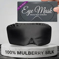 SLEEP SANCTUARY 100% Pure Mulberry Silk Sleep Mask - 22 Momme Light Blocking Hook & Loop Silk Eye Mask for Sleeping - Secure Fit for Side Sleepers, Women & Men - Cloud Soft (Black)