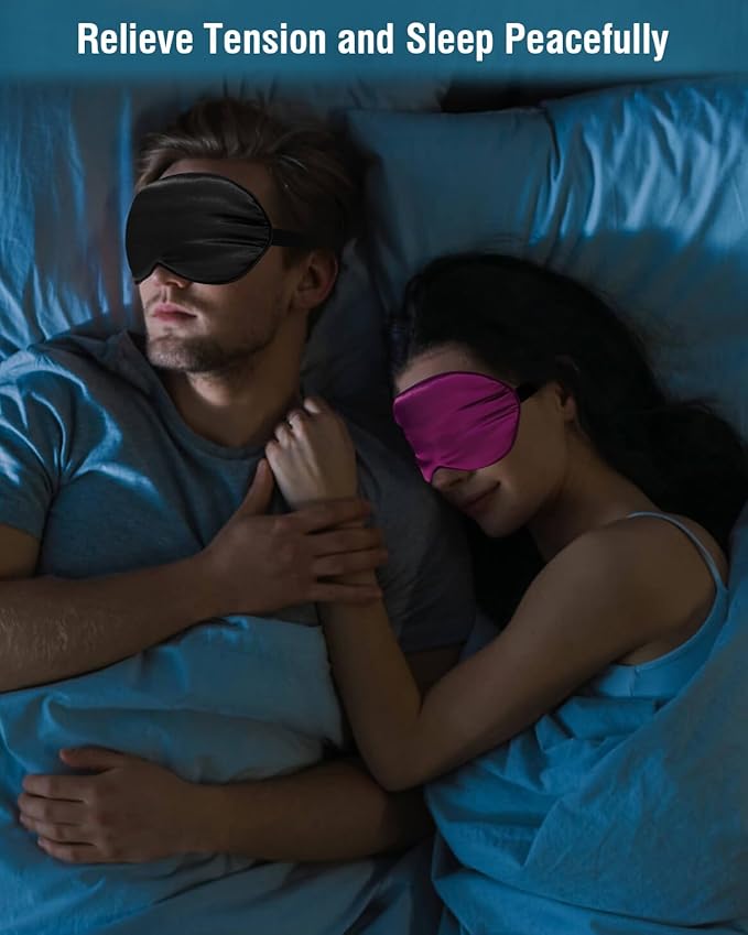 Silk Sleep Mask for Women Man, Thicken Eye Mask for Sleeping, Breathable Eye Covers for Sleeping, Soft Eyesahde, Reduces Puffy Blindfold