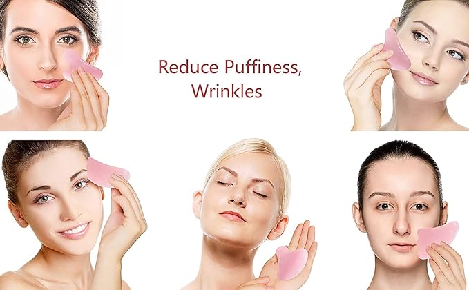 Mina Heal Rose Quartz Gua Sha Facial Massage Stone Excellent Skincare Tool