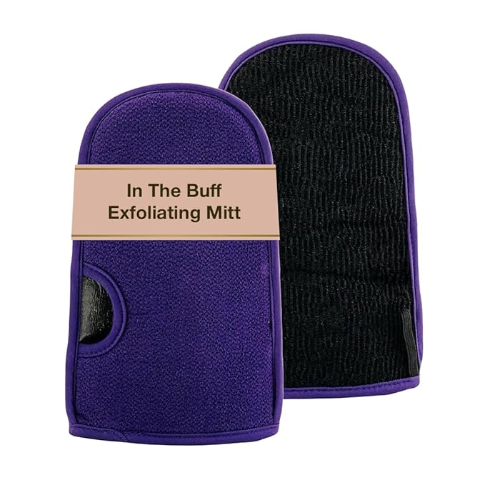 Fake Bake In The Buff Exfoliating Mitt - Washable Reusable Self Tanner Lotion, Spray or Foam Prep Glove for Buffed Tan-Ready Skin - Dead Skin Remover, Buffer, Smoother - 1 Professional Mitt