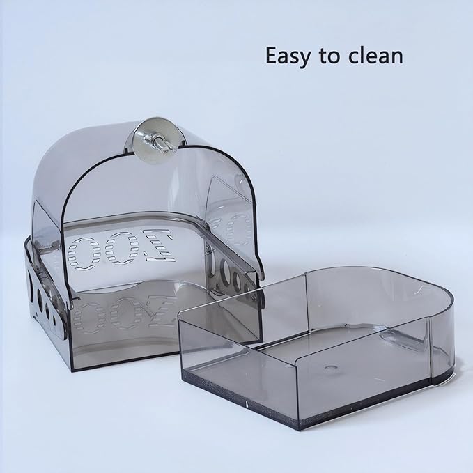 Bird Bath for Cage with Pull-Out Drawer, Clear Acrylic Parakeet Bath Box for Inside Cage Use, No-Mess Enclosed Tub for Budgie, Canary, Lovebird, Finch, 6.1 x 5.1 x 6 Inches (Transparent)