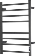Towel Warmer Bathroom Wall Mounted Drying Rack Plug-in Electric Heated Towel Rack Stainless Steel Black with Timer & Temperature Control 8 Bar