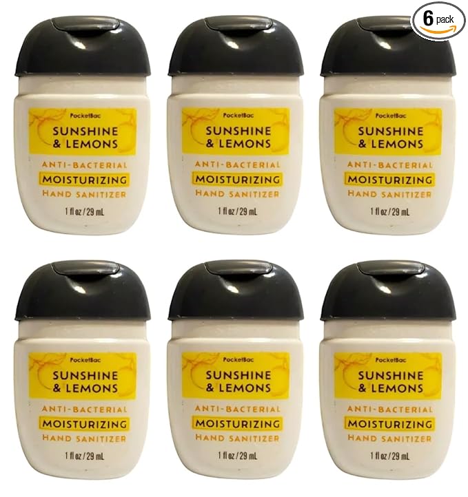 Bath and Body Works Classic Scents Pocketbac Gel Sanitizers - Pack of 6-1 oz each (Sunshine Lemons Moisturizing)