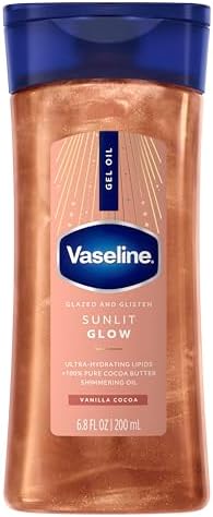 Vaseline Glazed and Glisten Sunlit Glow Body Gel Oil Shimmering 1ct, 6.8 Fl Oz (Pack of 6) by Vaseline