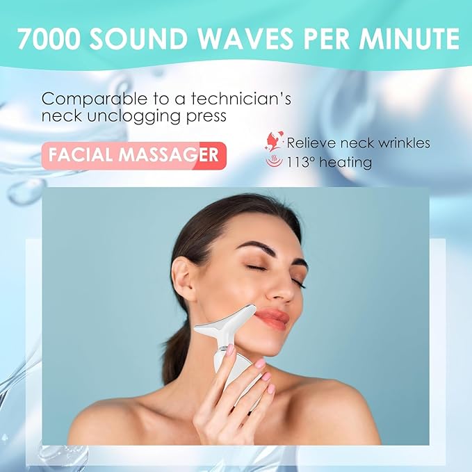 Facial Massager Face and Neck, Face 𝖲 culpting Wand Tool with 7 Color - Birthday, Christmas, Mothers Day, Valentines Day Gifts for Her Women Mom Best Friend Wife Teacher (White)