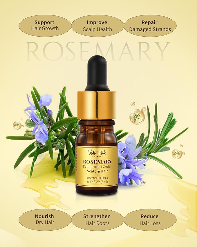 Rosemary Hair Growth Oil Set - Scalp Massager Applicator and Moroccan Argan Oil-Infused Serum for Hair Regrowth and Scalp Health Care