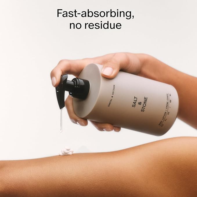 Salt & Stone Body Lotion for Women & Men | Bergamot & Hinoki | Hydrates, Nourishes & Softens Skin | Restores Dry Skin | Fast-Absorbing | Cruelty-Free & Vegan | 15.2 fl oz
