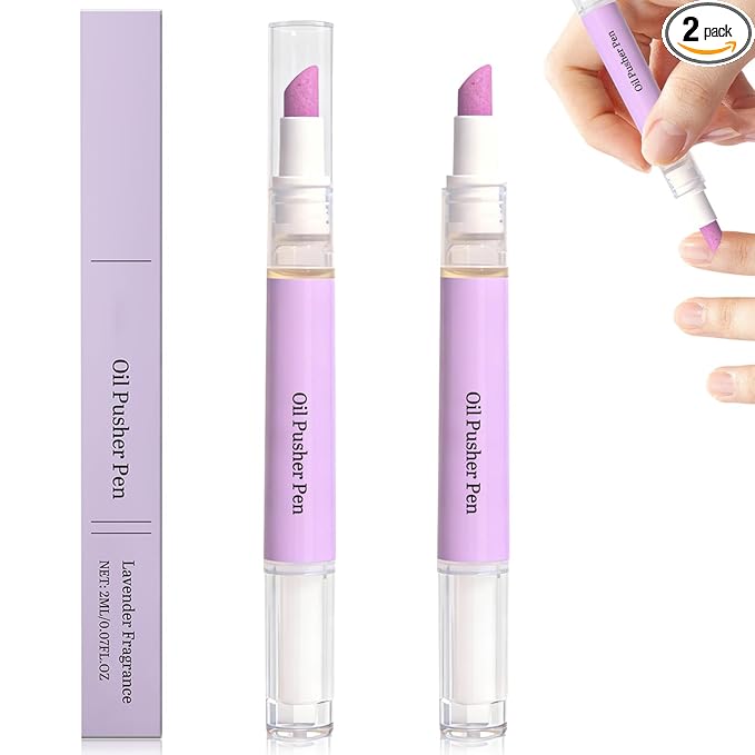 2pcs 2-in-1 Cuticle Oil Pusher Pen, 2026 New Ceramic Cuticle Pusher & Oil Pen, Nail Care Tool for Dry Damaged Nails Hangnails Moisturiz Polish Brighten