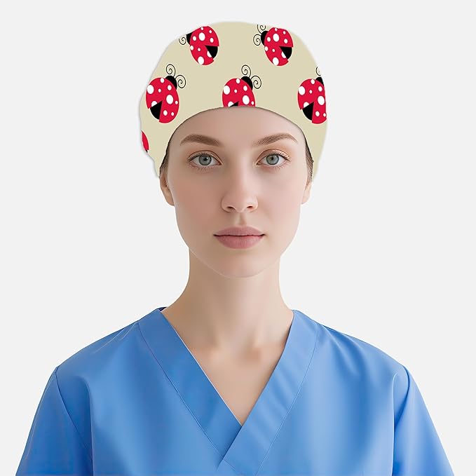 2 Pcs Working Cap with Sweatband for Women Men, Adjustable Cleaning Working Hats, Nurse Surgical Caps