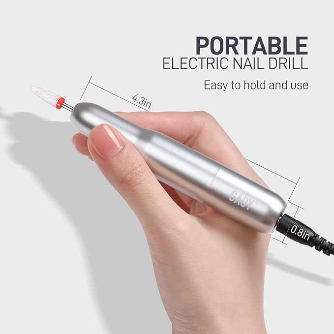 GAOY Electric Nail Drill for Acrylic and Gel, USB Electric Nail File, Portable Efile with Drill Bits, Manicure Pedicure Tools for Home Salon, Sliver