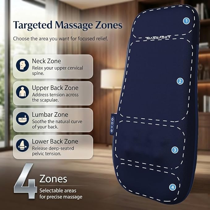 Back & Neck Massager with Heat for Pain Relief, FSA Full-Length Rolling Massage Cushion for Upper & Lower Back, 3 Modes, 2 Heat Levels, 15-Min Auto-Off, Slim Lumbar Support, HSA Eligible