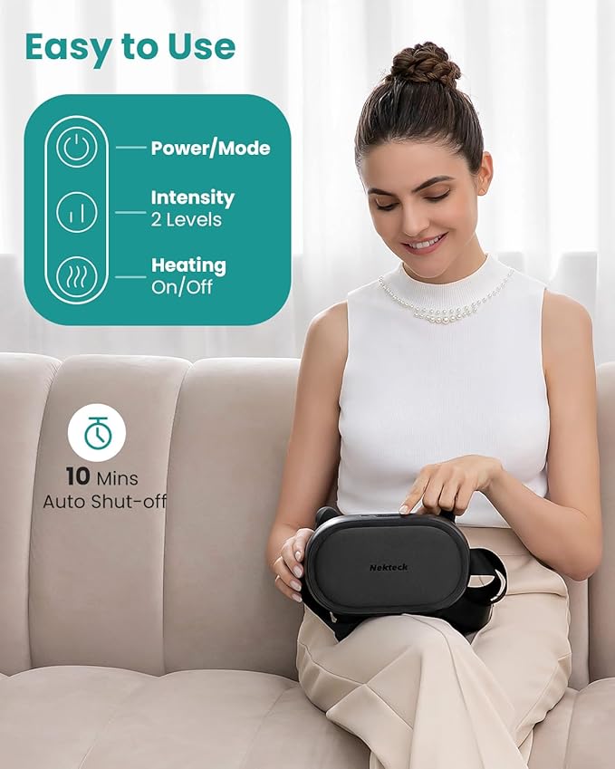 Nekteck Shiatsu Neck Massager with Heat, Cordless 6D Back Shoulder Kneading Massage Pillow, Body Muscle Relaxation Tools for Pain Relief Deep Tissue, FSA Eligible Gifts for Mom Dad Men Women