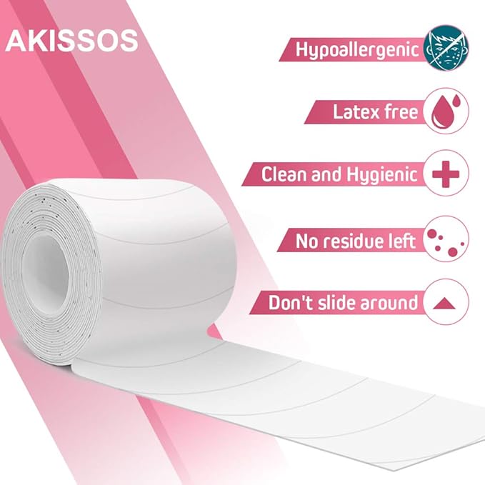 Foam Eye Pads Lash Extensions - Akissos 110 PCS Pre Cut Medical Foam Tape Under Eye Pads Eyelash Extension Supplies Beauty Tools Lint Free Hypoallergenic No Latex Waterproof - 2 Rolls