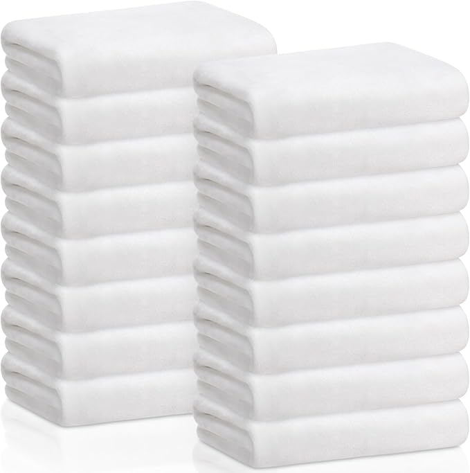 SmoothNovelty 16 Pack Microfiber Bath Towels Bulk 27'' x 60'' Oversized Beach Towel Highly Absorbent Extra Large Soft Drying for Shower Pool Salon Sauna Bathroom Gym Party (Simple,White)