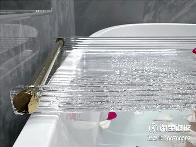 WANLIAN 33-Inch Luxury Bathtub Caddy Tray for Bathroom - Shower Storage Organizer Shelf Accessories (Gold-A)